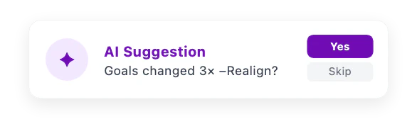AI suggestion: goals changed three times